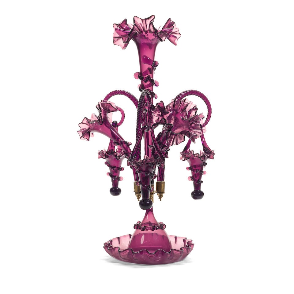 An amethyst glass epergne In the Victorian style - 3
