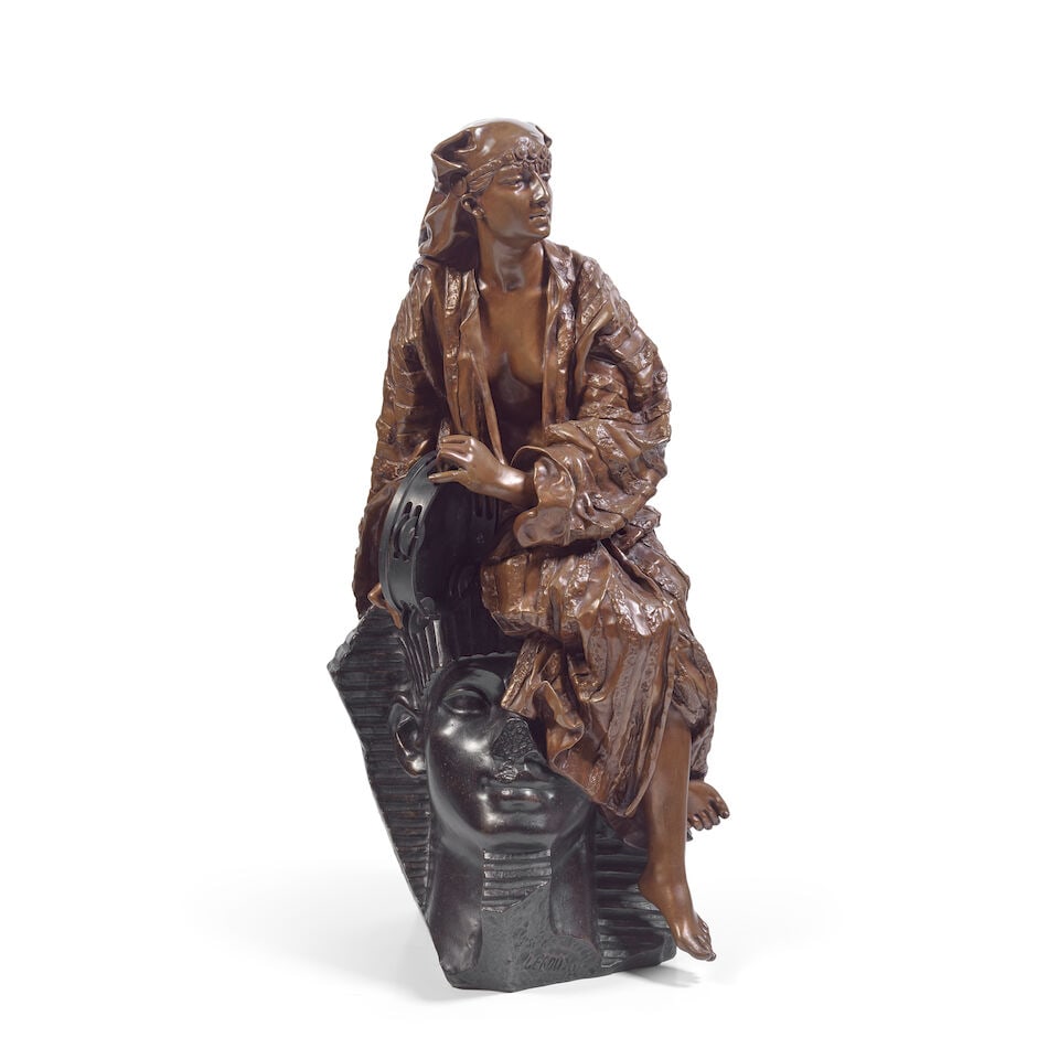 After Gaston Leroux (French, 1854-1942): A bronzed resin figure of 'Aida' 20th century (1 of 4)