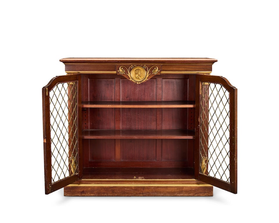 A Napoleon III ormolu mounted mahogany meuble d'appui or side cabinet by Henri-Auguste Fourdinoi... - 2