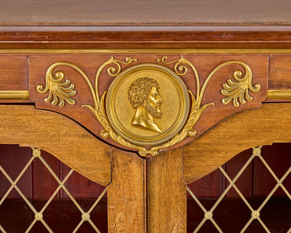 A Napoleon III ormolu mounted mahogany meuble d'appui or side cabinet by Henri-Auguste Fourdinoi... - 7