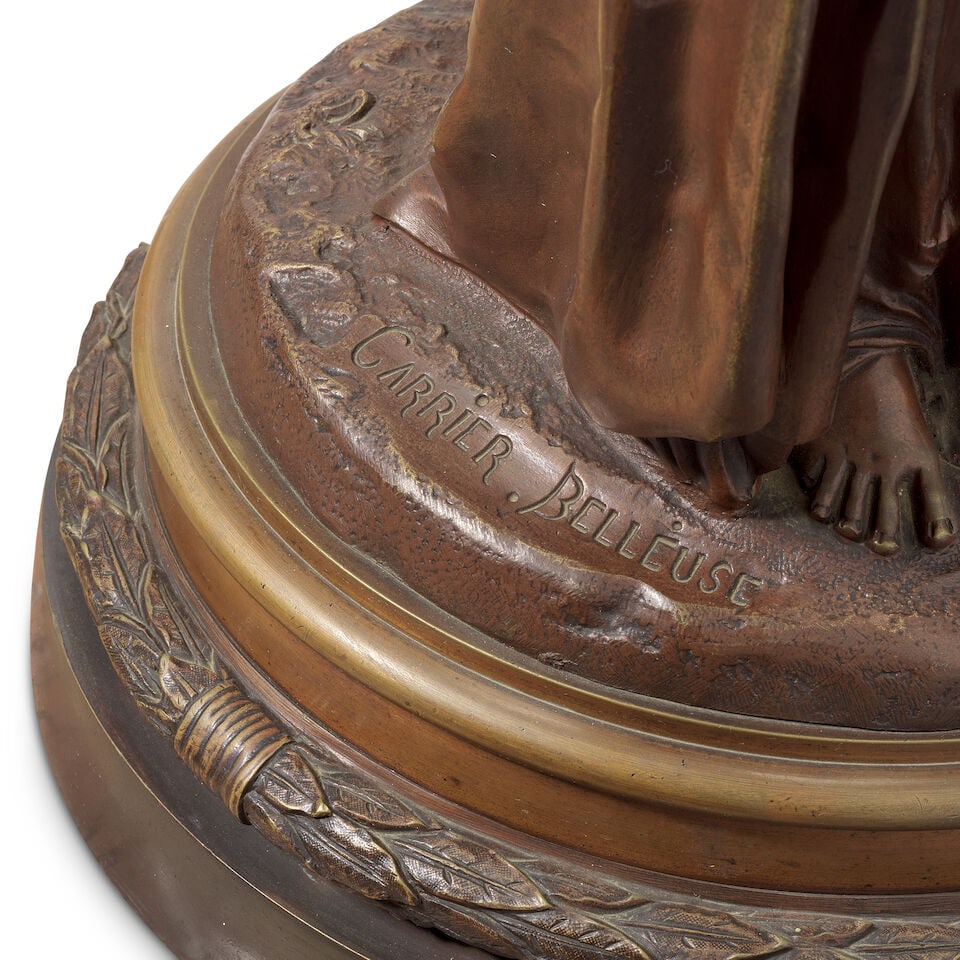 Albert Ernest Carrier-Belleuse (French 1824-1887): A patinated bronze figural group of an amorou... - 2