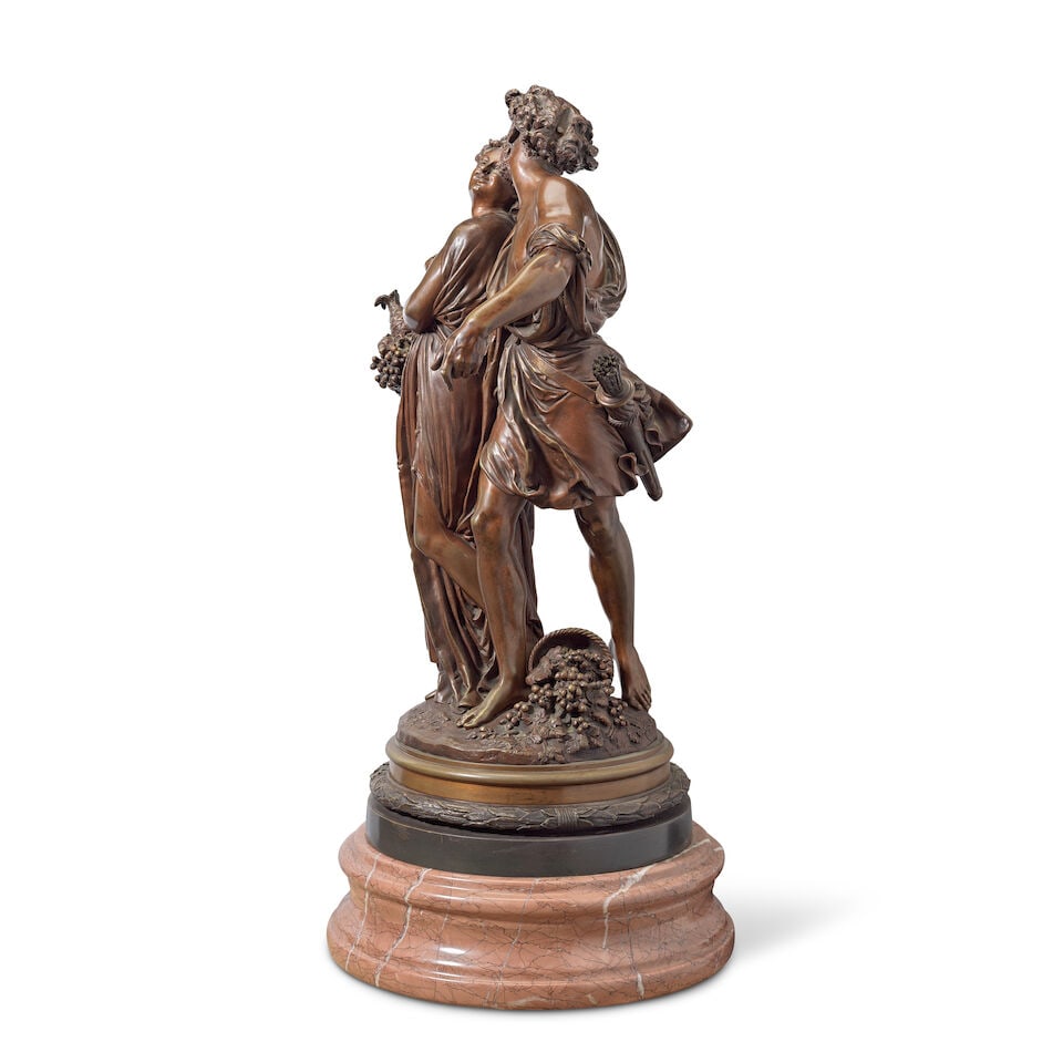 Albert Ernest Carrier-Belleuse (French 1824-1887): A patinated bronze figural group of an amorou... - 5