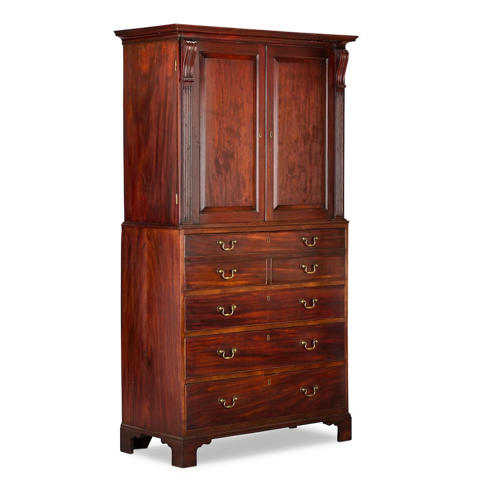 A late George II mahogany secretaire cabinet attributed to a St. Martin's Lane cabinet maker 175... - 2