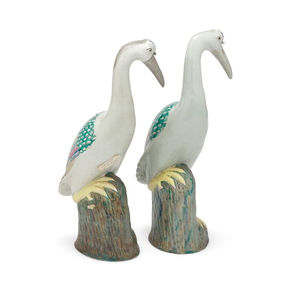 Two similar Chinese porcelain models of cranes Qing dynasty, probably early 20th century (2) - 2