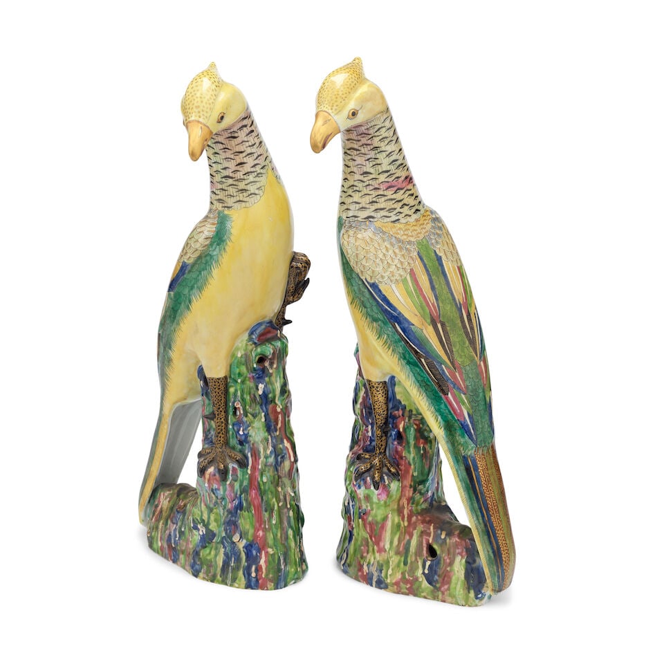 A pair of Chinese export porcelain models of golden pheasants Qing dynasty, probably early 20th ... (1 of 4)