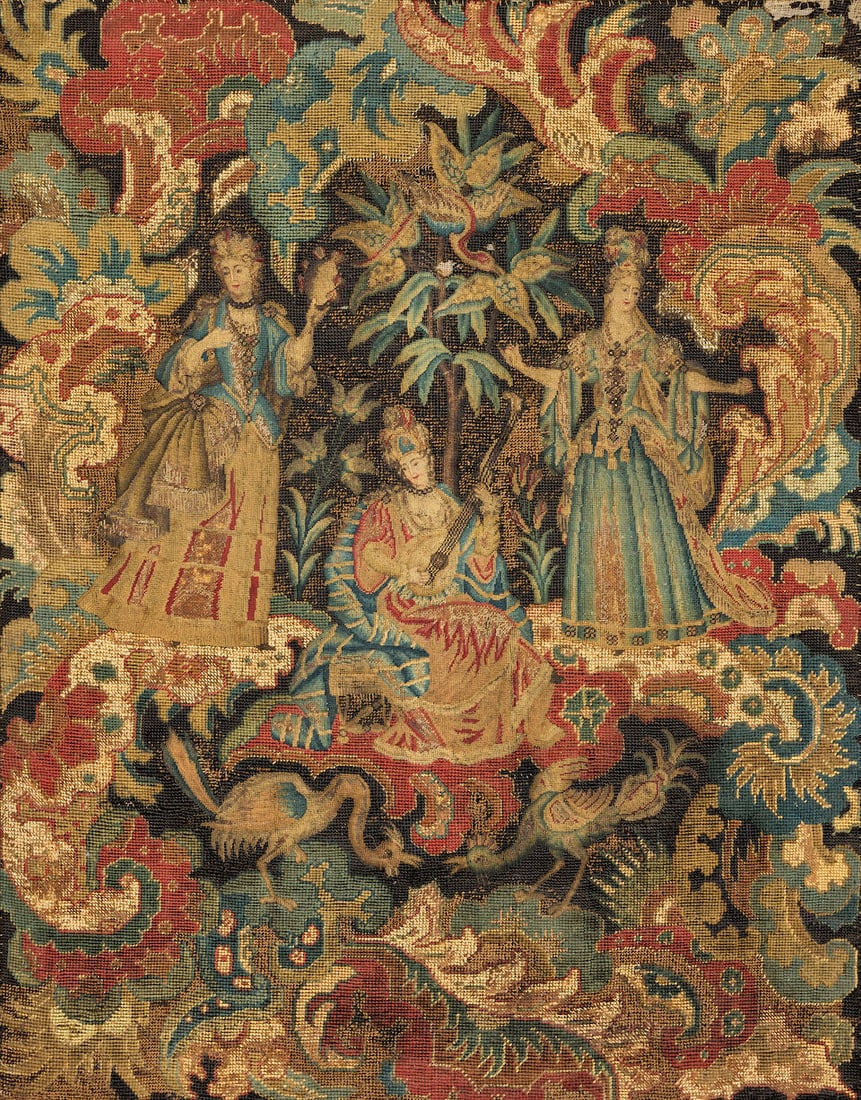 A Queen Anne or early 18th century needlework panel possibly depicting the Three Graces Possibly... - 3