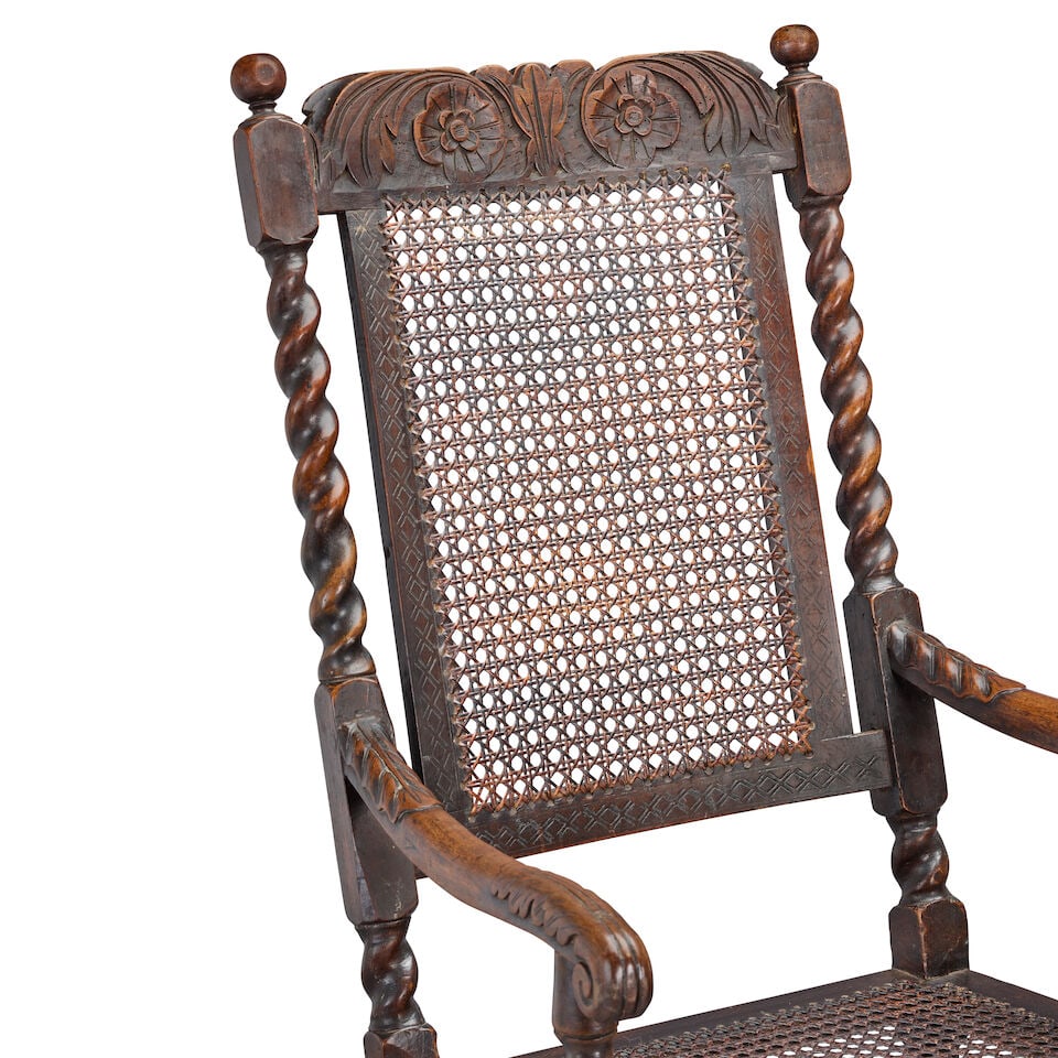 Two similar late 17th century walnut armchairs (3) - 2