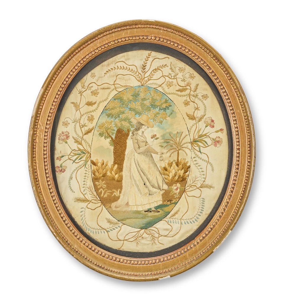 A group of three George III silk work pictures The pair circa 1790 (3) - 7