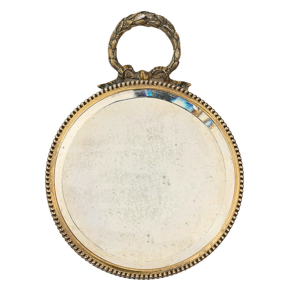 OF GRAND TOUR INTEREST: A 19th century Continental gilt bronze mounted porcelain backed hand mi... - 2