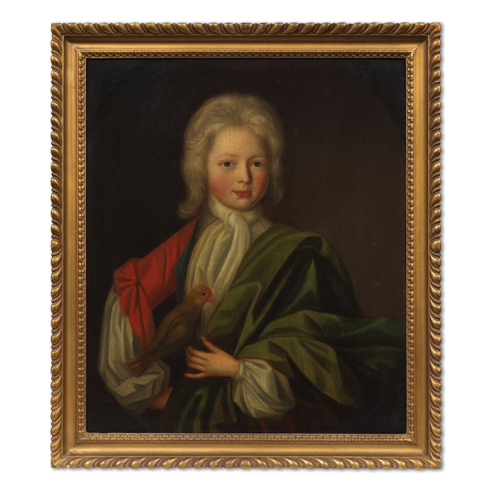 Attributed to John Verelst (active 1698-1734 London) Portrait of a boy, half-length, holding a p... - 2