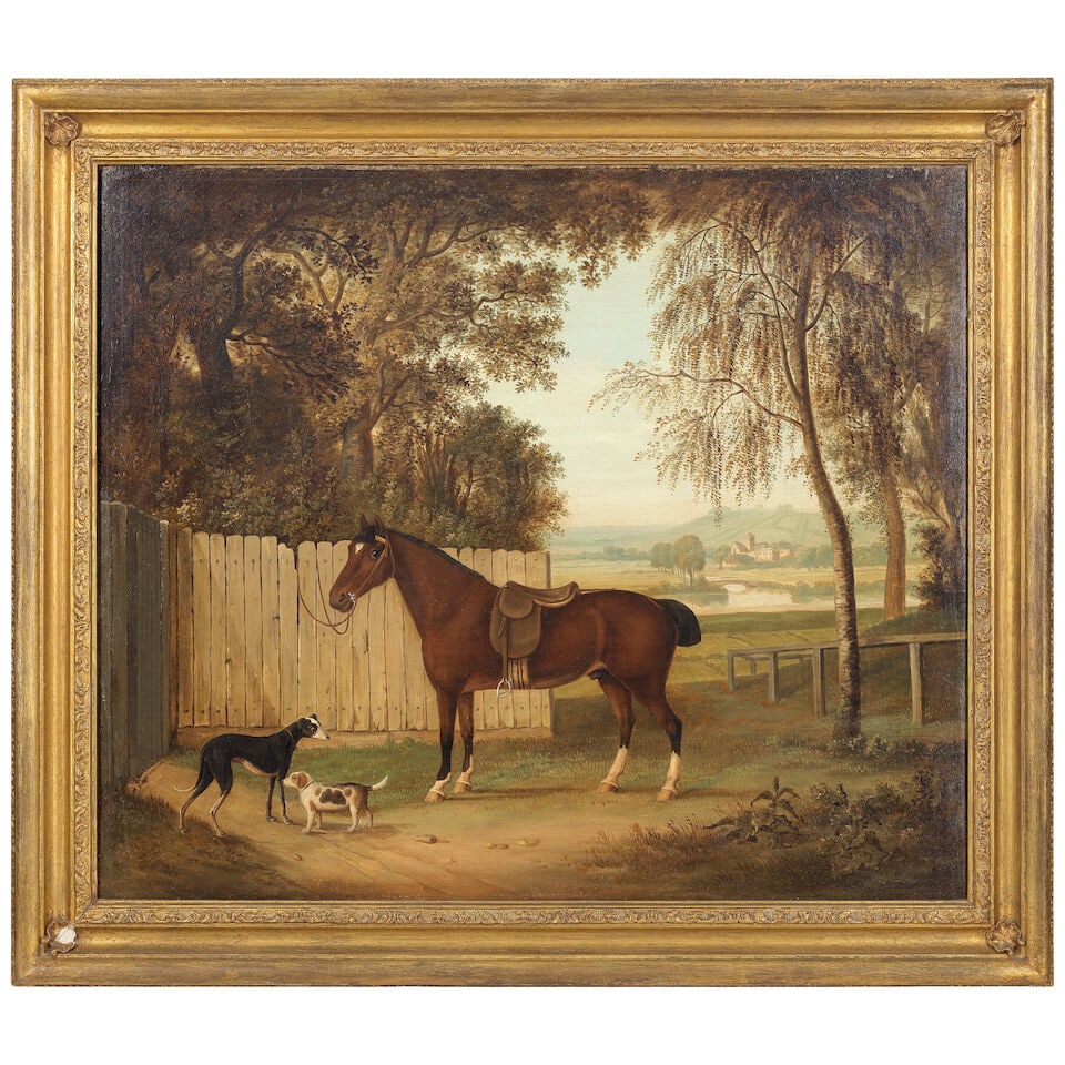 Benjamin Zobel (German, 1762-1831) A bay horse tethered to a fence - 2