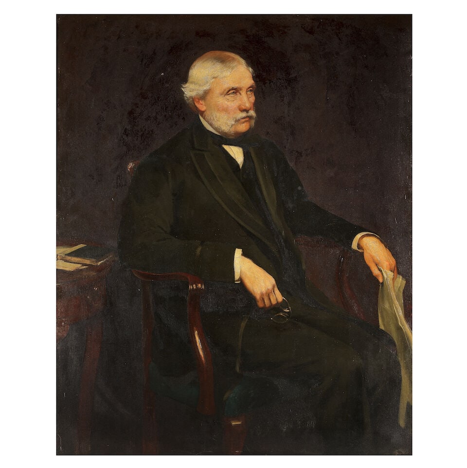 Joseph Walter West (British, 1860-1933) Portrait of David Wilson Esq.: Joseph Walter West (British, 1860-1933) Portrait of David Wilson Esq. oil on canvas 127 x 112.5cm (50 x 44 5/16in). Footnotes: Provenance Collection of the Hull and East Riding Hospital Trust. Their s