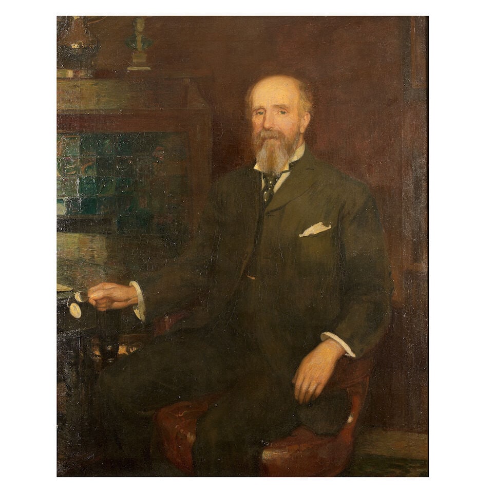 Joseph Walter West (British, 1860-1933) Portrait of David Haughton, J.P.: Joseph Walter West (British, 1860-1933) Portrait of David Haughton, J.P. signed with monogram and dated '1900' (upper left) oil on canvas 127 x 101.5cm (50 x 39 15/16in). Footnotes: Provenance Collect
