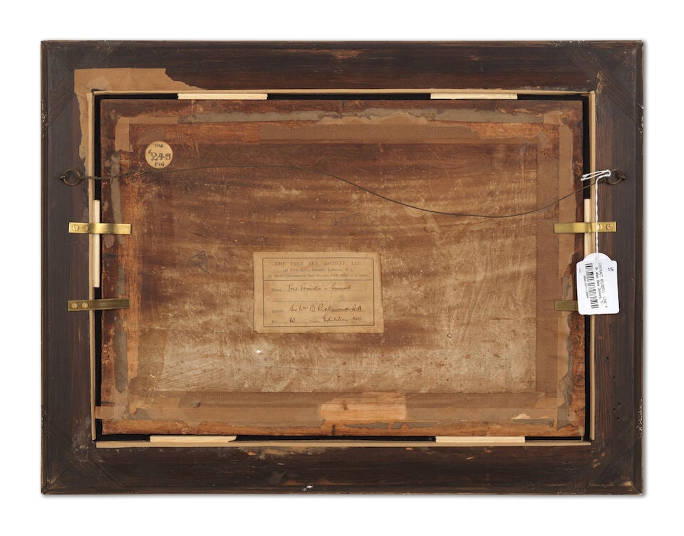 Sir William Blake Richmond, RA (British, 1842-1921) Tree trunks at sunset - 3