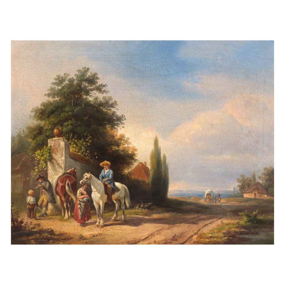 Attributed to Constantinus Cornelis Huysmans (Dutch, 1810-1886) A country road (1 of 3)