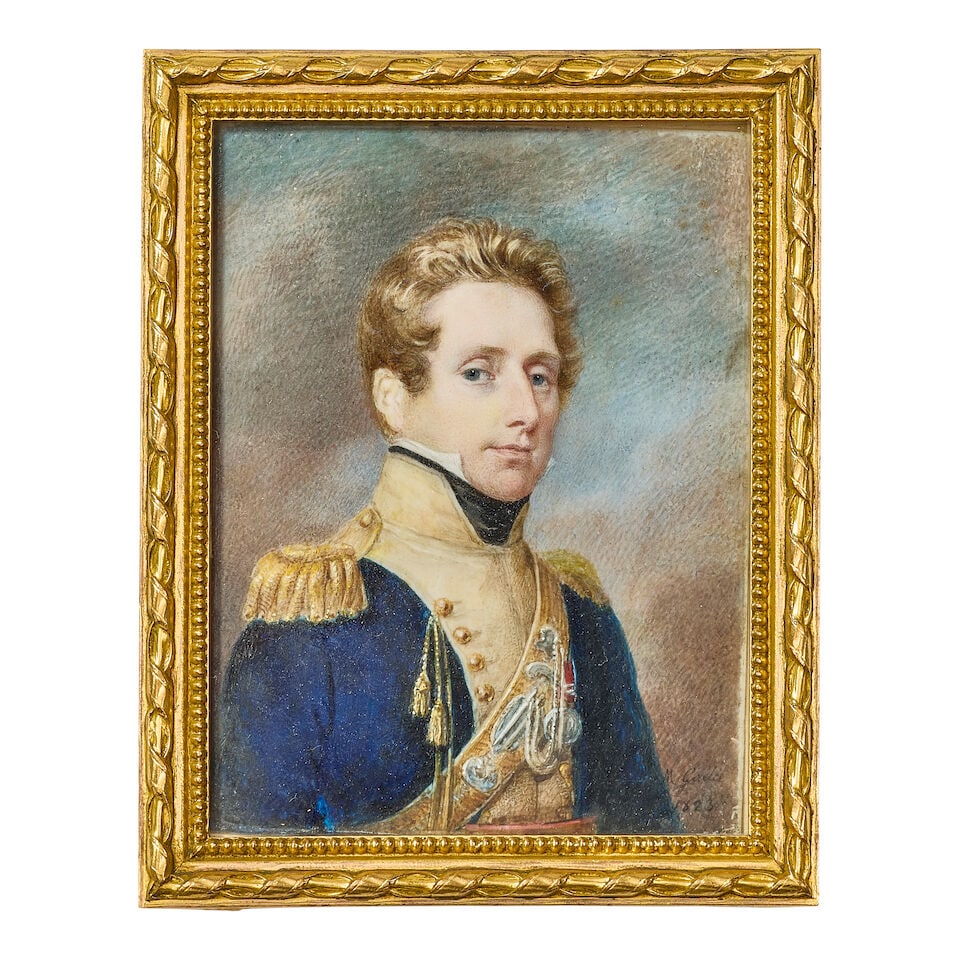 French school, first quarter 19th century: Portrait miniature of an officer, together with two o... - 2