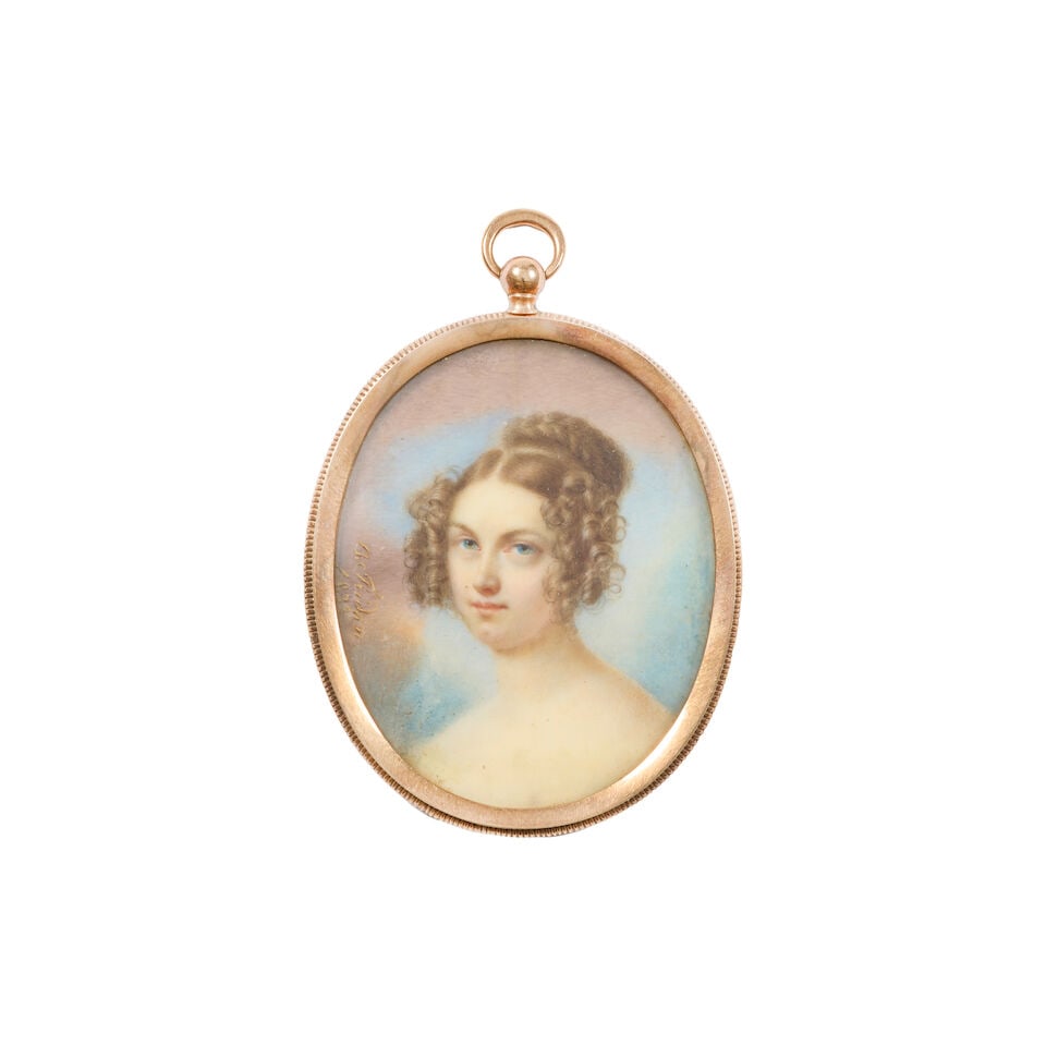 Attributed to Thomas Hargreaves(English, 1774-1847): Portrait miniature of a lady of fashion, ci... - 7