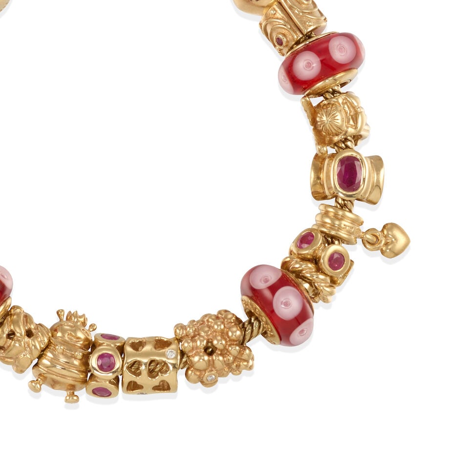 PANDORA: 14K GOLD CHARM BRACELET - 2