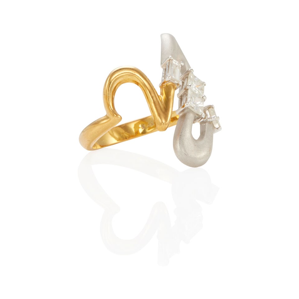 18K BICOLOR GOLD AND DIAMOND RING - 2