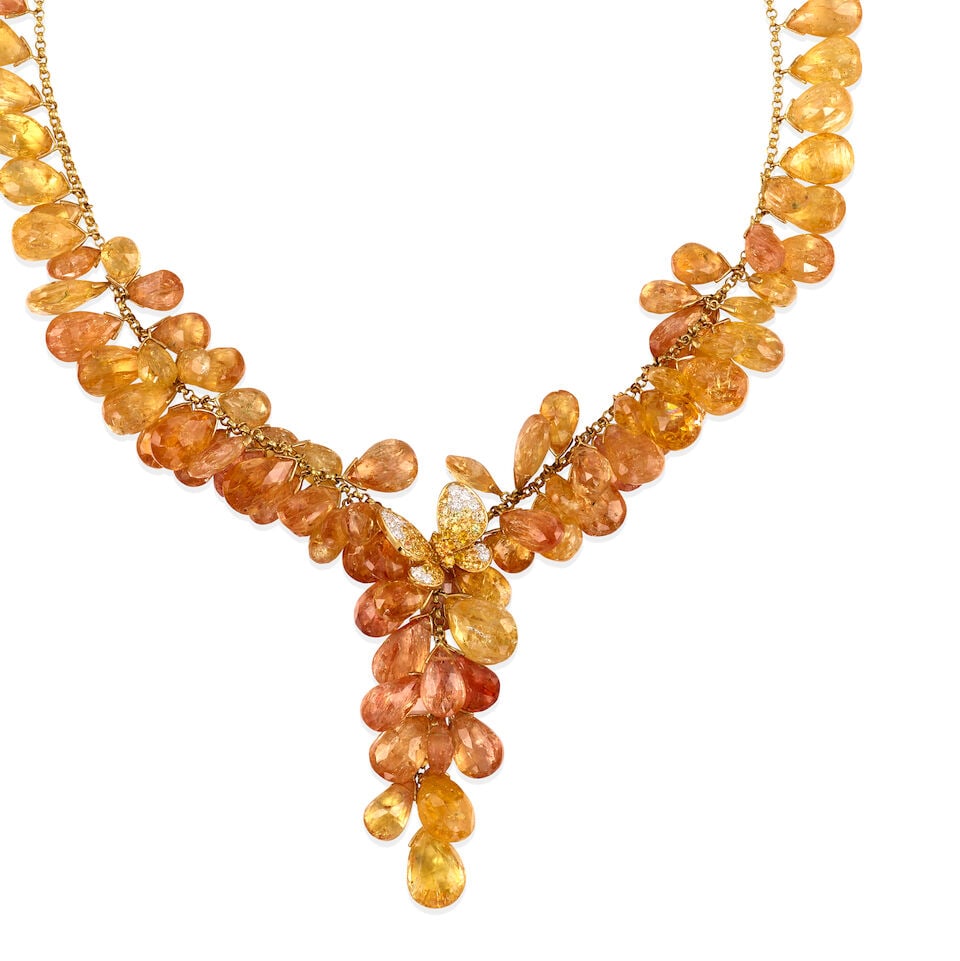 18K GOLD, TOPAZ AND DIAMOND NECKLACE - 2