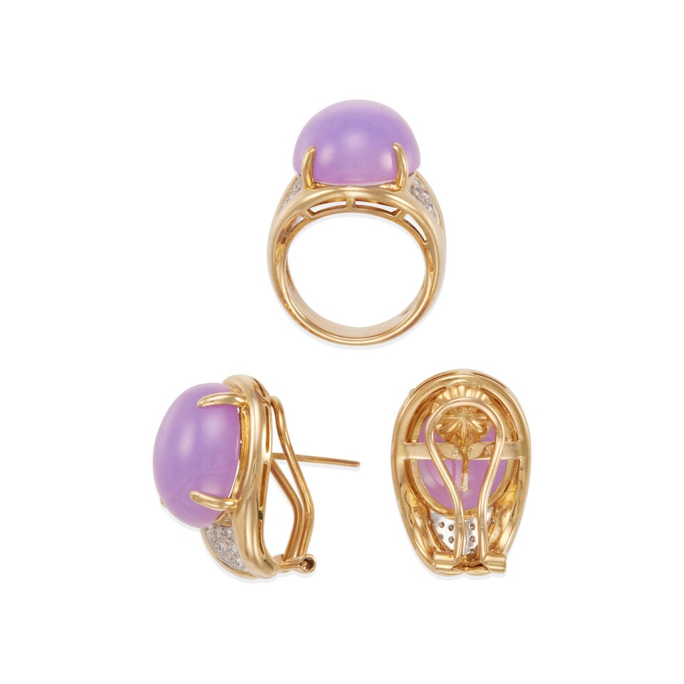 18K GOLD, DIAMOND AND JADE SET - 2