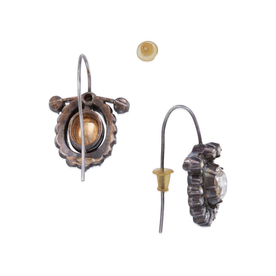 PAIR OF SILVER, GOLD, AND DIAMOND GEORGIAN ERA EARRINGS - 2