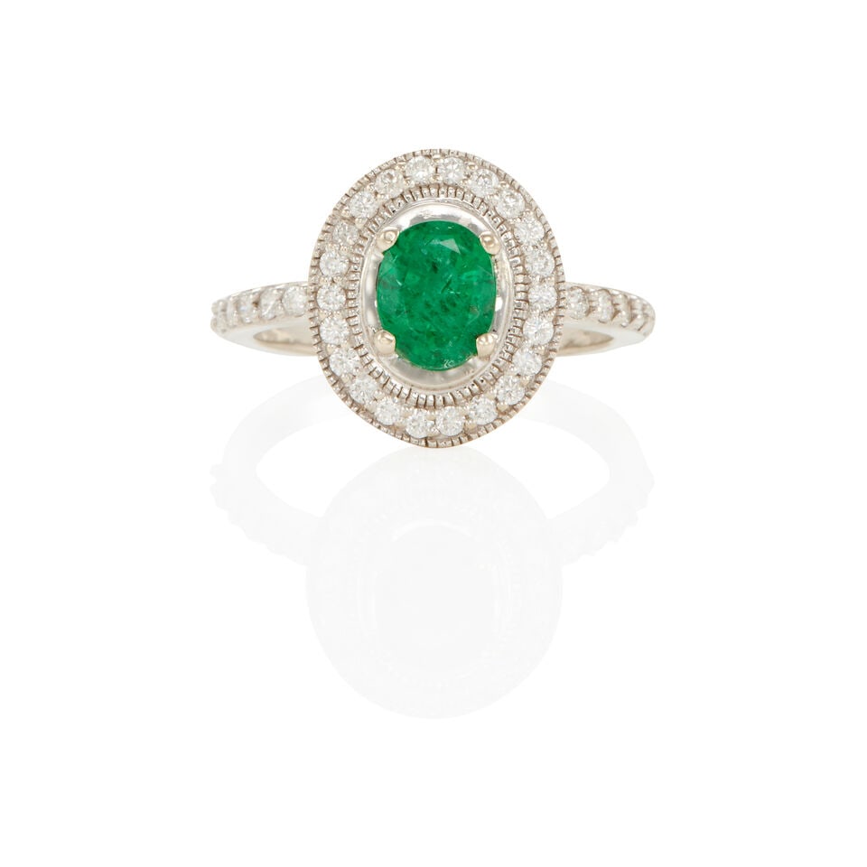14K GOLD, DIAMOND AND EMERALD RING (1 of 2)