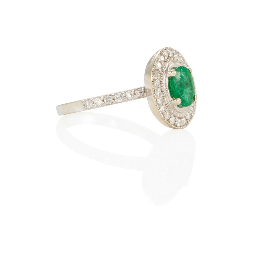 14K GOLD, DIAMOND AND EMERALD RING - 2