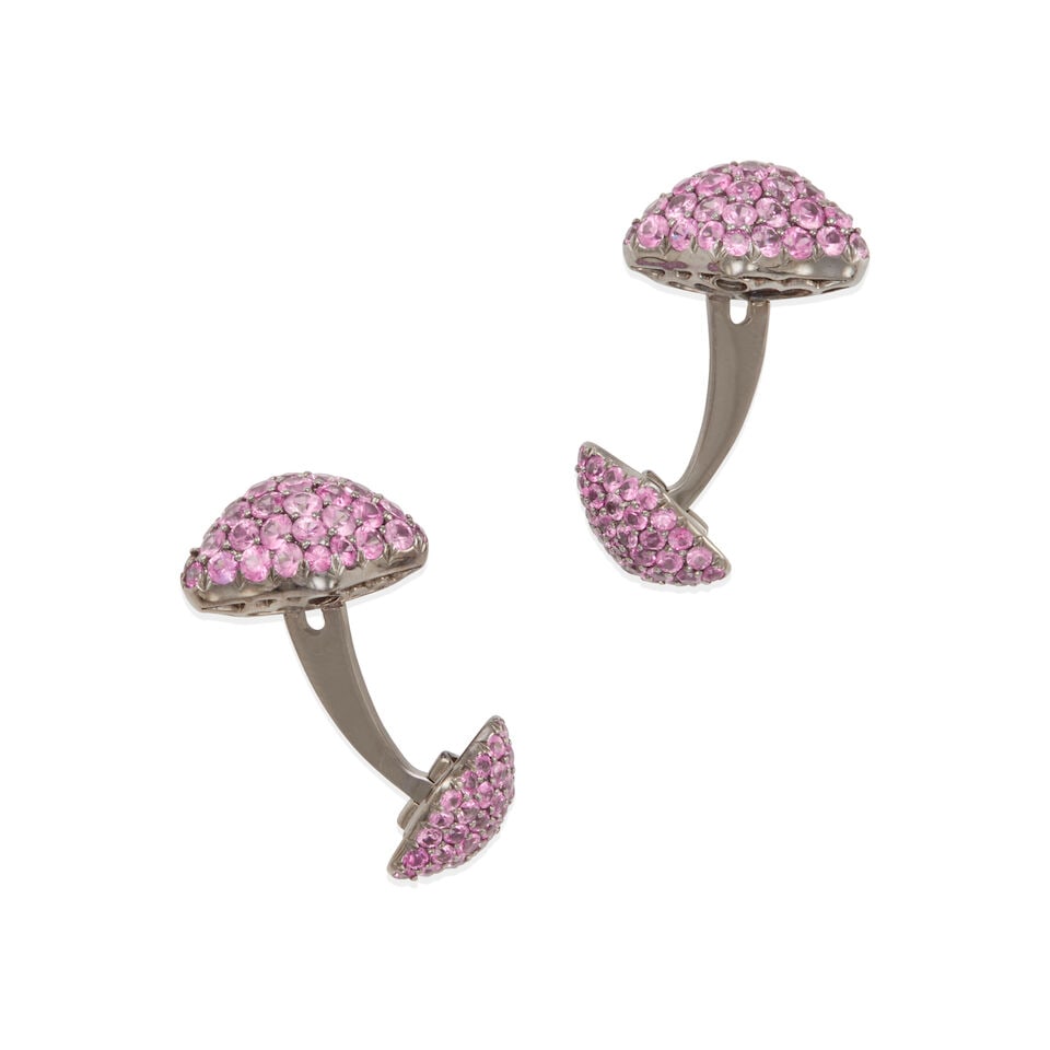 18K GOLD AND PINK SAPPHIRE CUFFLINKS - 2