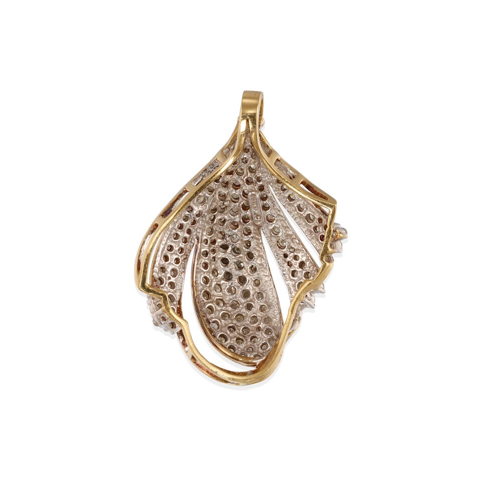14K BICOLOR GOLD AND DIAMOND PENDANT - 2