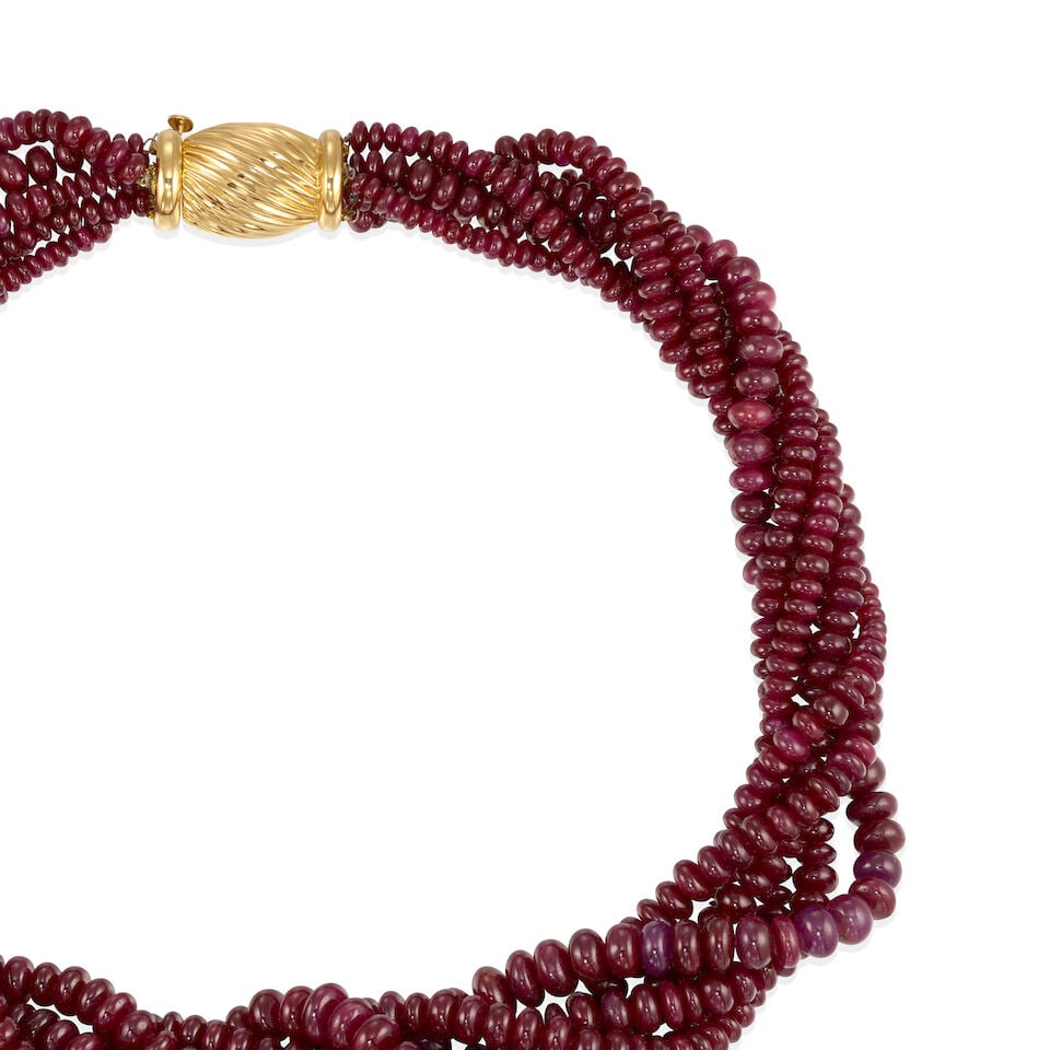 18K GOLD AND RUBY TORSADE NECKLACE - 2