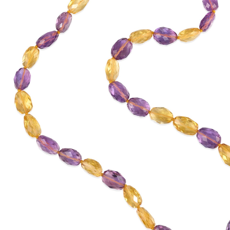 SYNA: 18K GOLD, AMETHYST AND CITRINE BEAD NECKLACE - 2