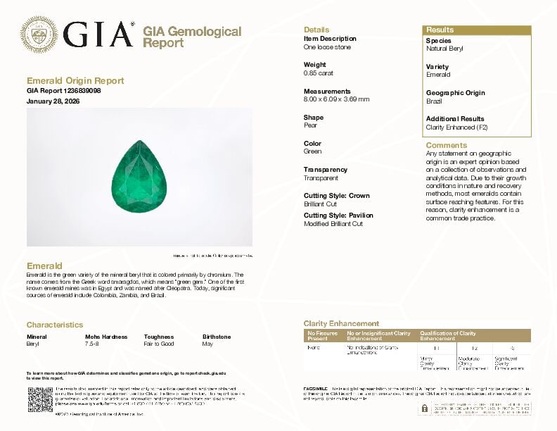 LOOSE EMERALD WITH GIA REPORT - 2