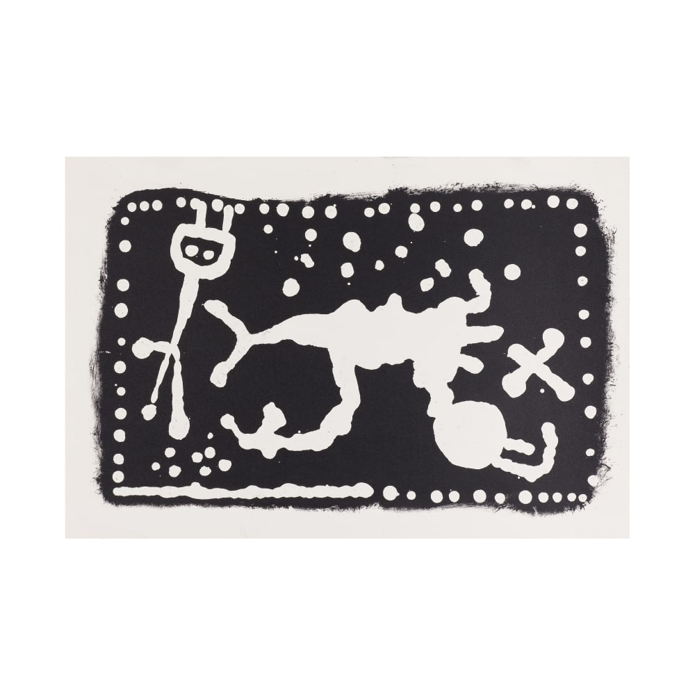 JOAN MIRÓ (1893-1983) Essai de réserve III, 1950 (Maeght, 120)Lithographie en noir sur...: JOAN MIRÓ (1893-1983) Essai de réserve III, 1950 (Maeght, 120) Lithographie en noir sur vélin Annotée au dos 'essai réserve III 1950' ainsi que 'bas' Rare - seules quelques &#