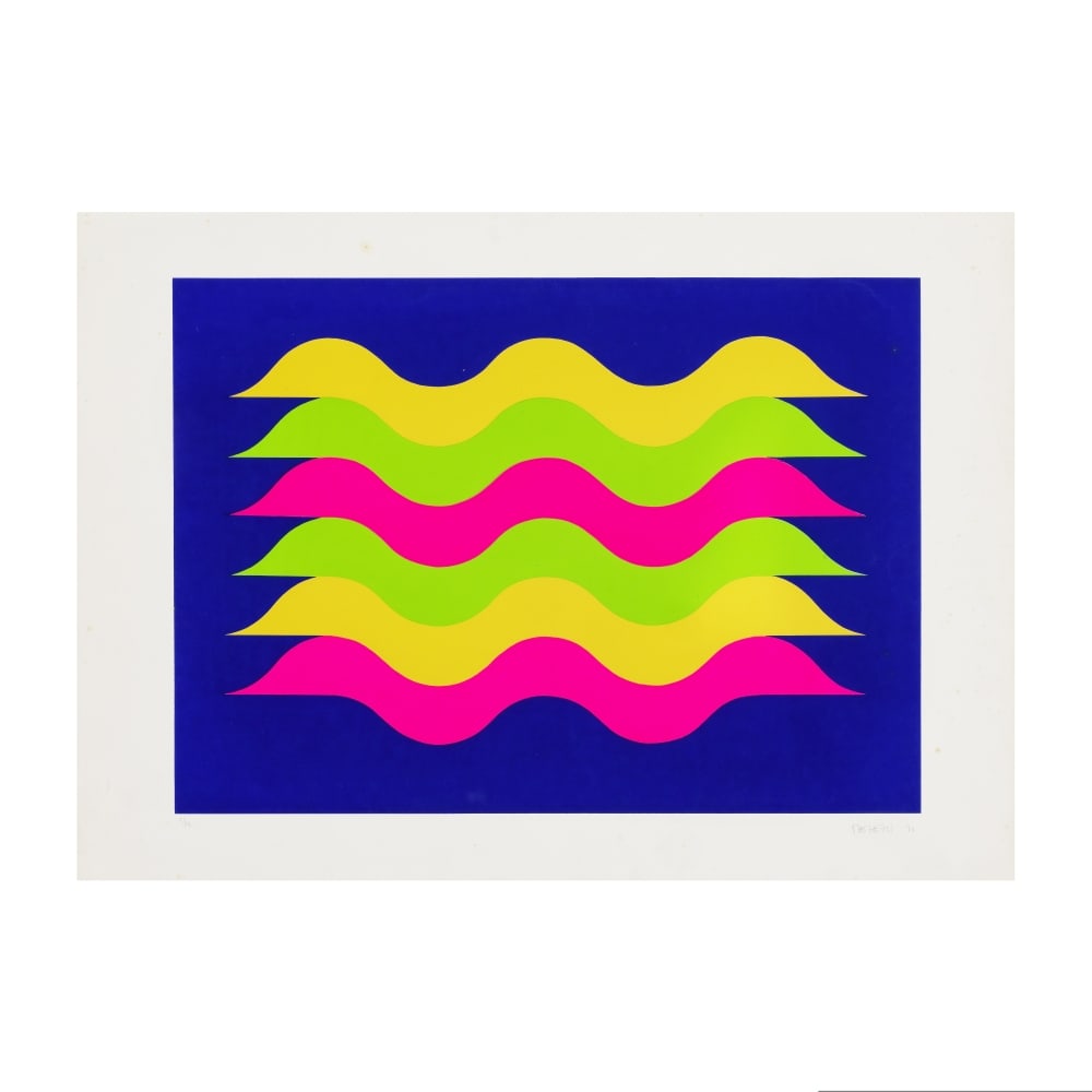 MOHAMED MELEHI (1936-2020) Waves (sur fond bleu), 1970 Sérigraphie en couleursSignée,... (1 of 1)