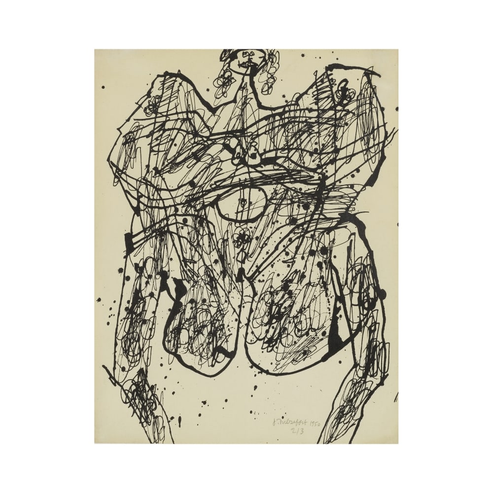 JEAN DUBUFFET (1901-1985) Corps de dame 1, 1950 (Webel,336 ; Loreau, 133)Photolithographie sur v...: JEAN DUBUFFET (1901-1985) Corps de dame 1, 1950 (Webel,336 ; Loreau, 133) Photolithographie sur vélin d'après un dessin à l'encre de Chine Signée et numérotée 2/3 27 x 20