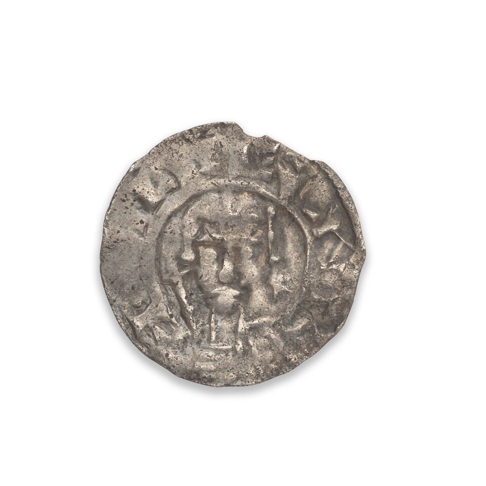 William II, 1087-1100,: William II, 1087-1100, Penny, 1.34g, Lincoln, B.M.C. 5, cross fleury and piles type, crowned facing bust, holding a sceptre in the right hand, star to right, legend around PILLEM RE, R.Cross fleury wi