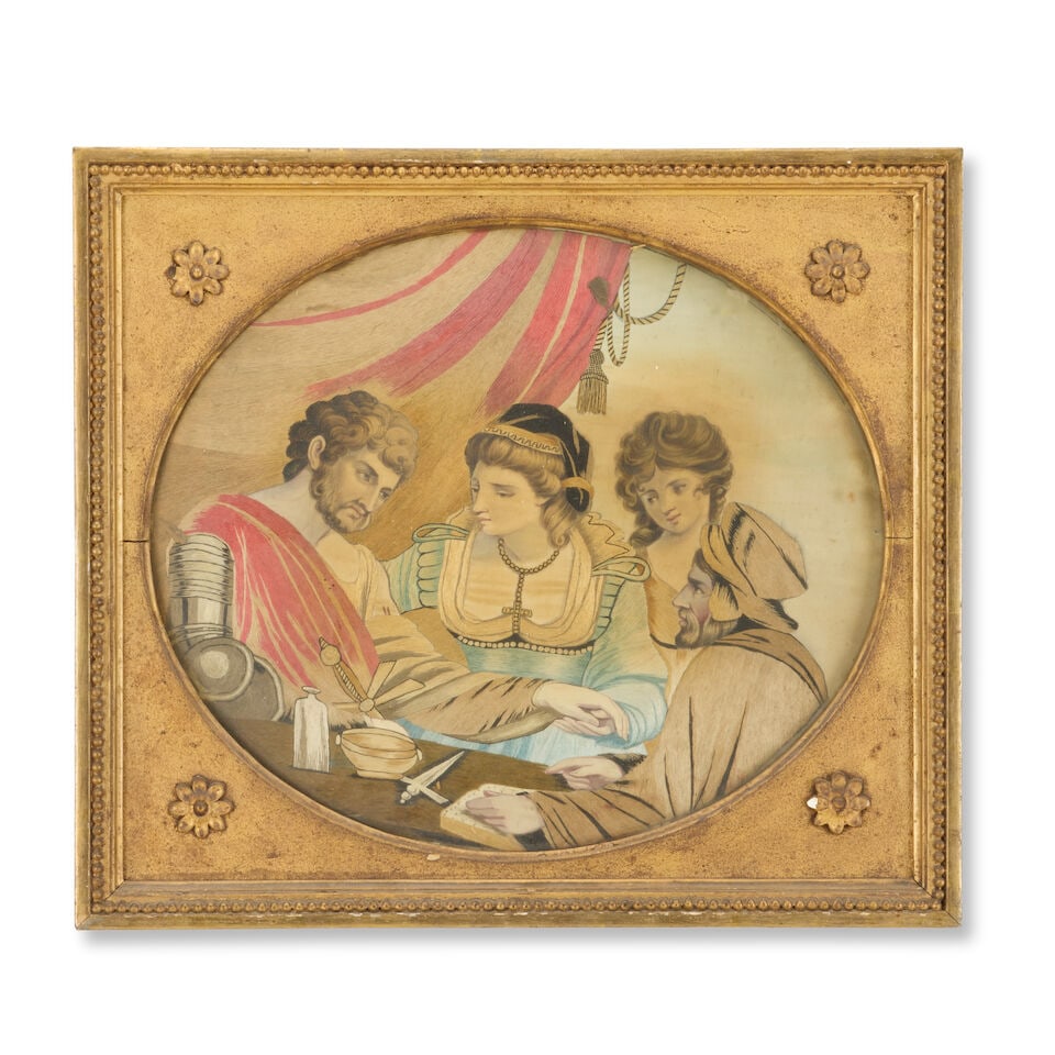 A George III silkwork picture titled 'Clenora or the Force of Affection' By Margaret Bainforthe (1 of 2)