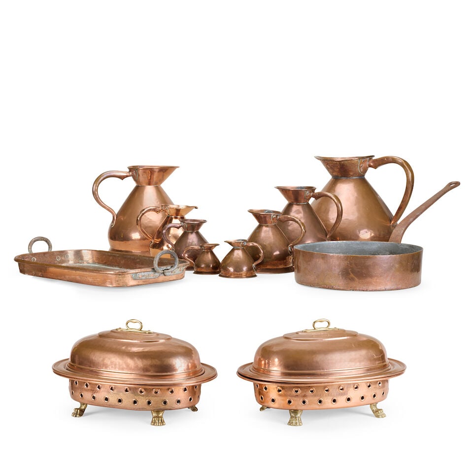 A large collection of Victorian and later copper kitchen ware and utensils 19th century and lat... - 2
