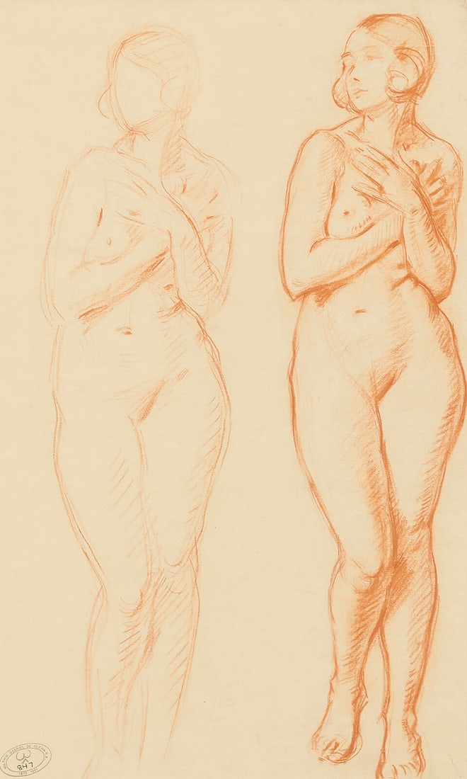 Wilfred Gabriel de Glehn, NEAC (British, 1870-1951) Reclining Model on a Sofa (Together with two... - 3