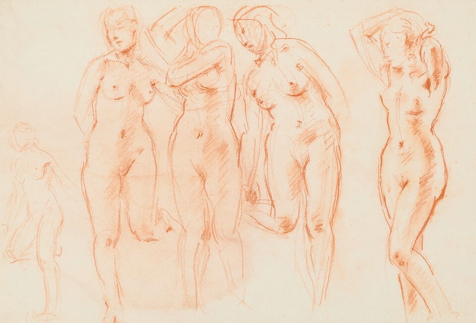 Wilfred Gabriel de Glehn, NEAC (British, 1870-1951) Seated Figure - Two Poses; Studies for Leda;... - 2