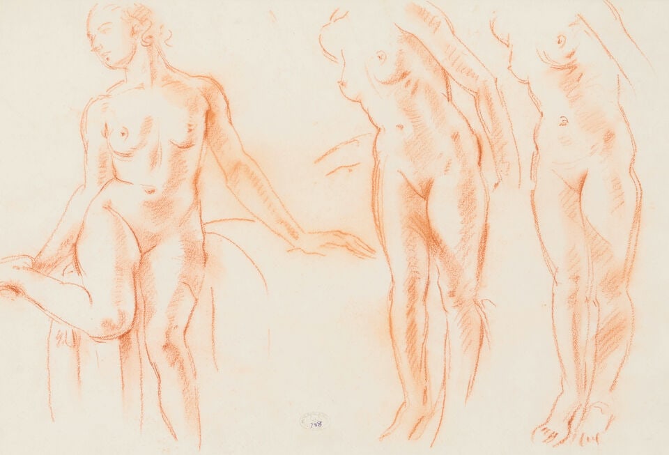 Wilfred Gabriel de Glehn, NEAC (British, 1870-1951) Seated Figure - Two Poses; Studies for Leda;... - 3