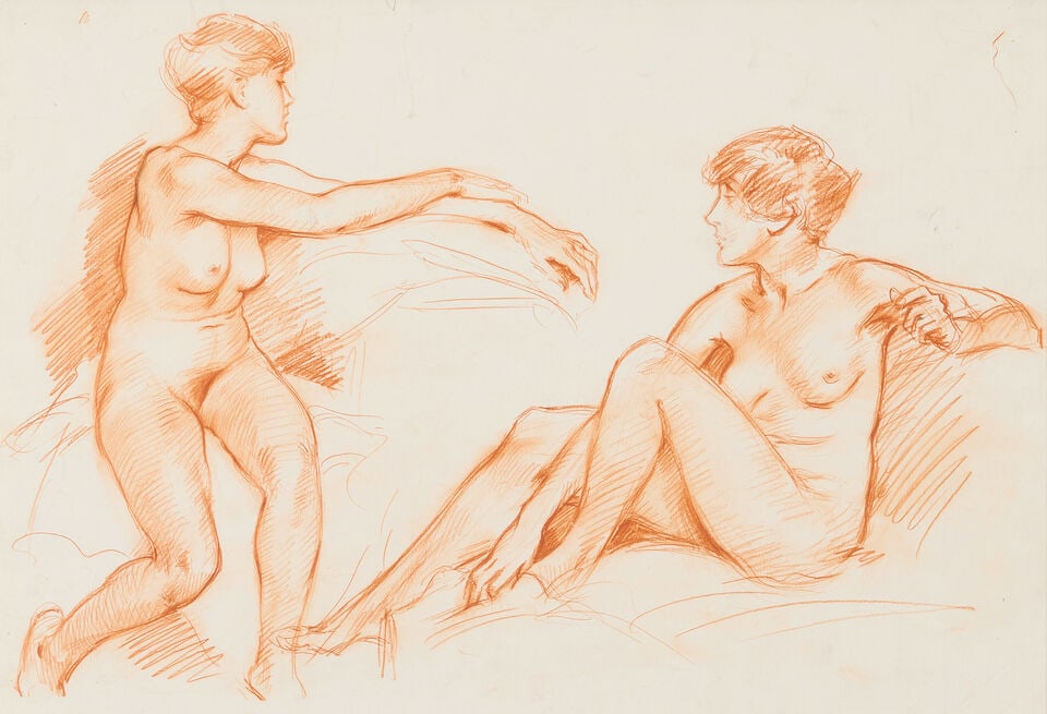Wilfred Gabriel de Glehn, NEAC (British, 1870-1951) Seated Figure - Two Poses; Studies for Leda;... - 4