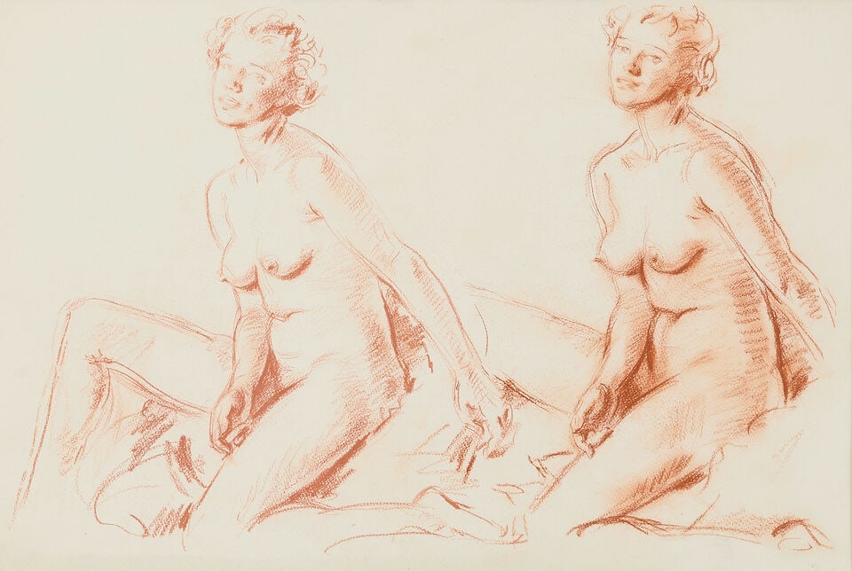 Wilfred Gabriel de Glehn, NEAC (British, 1870-1951) Seated Figure - Two Poses; Studies for Leda;... - 5