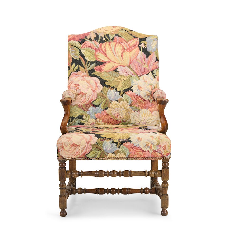 A French walnut framed fauteuilEarly 18th century and later (1 of 2)