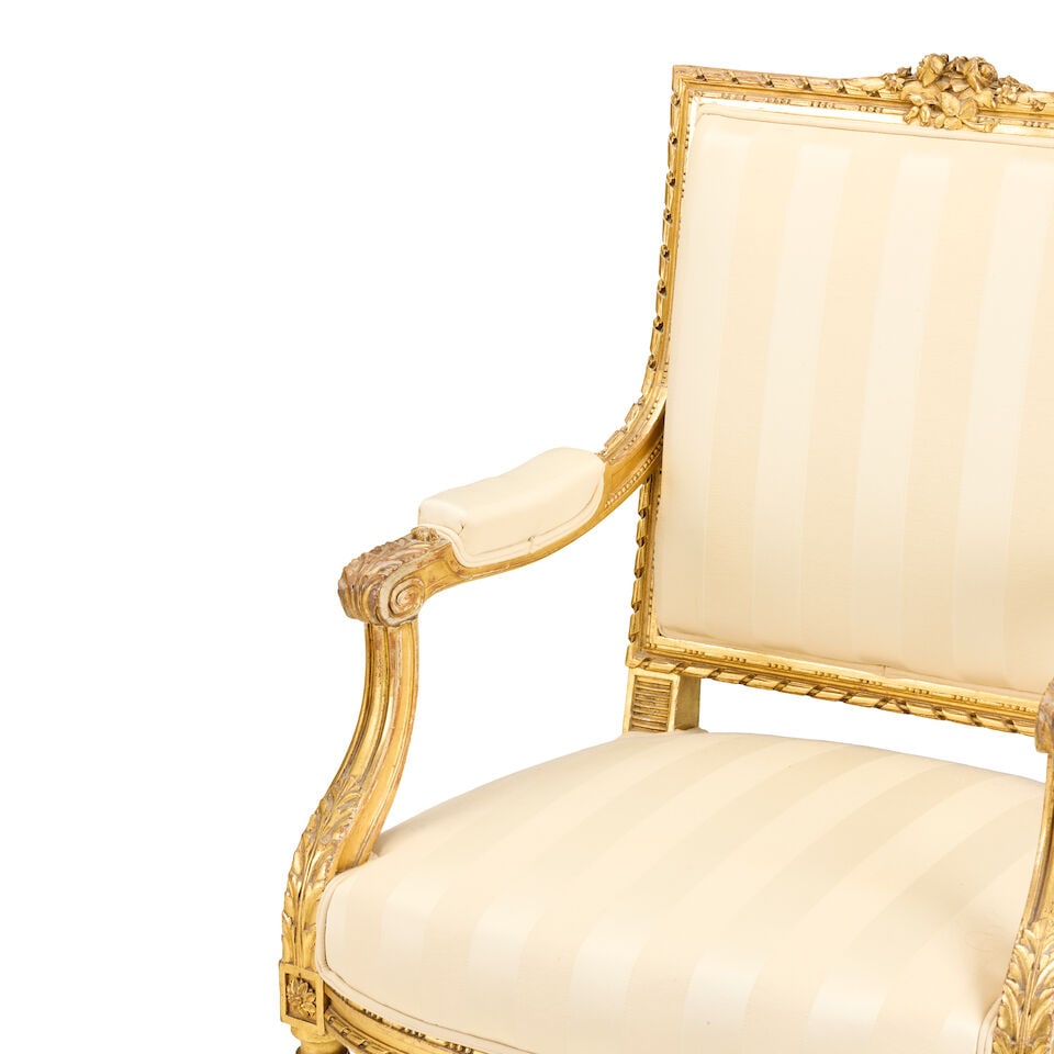 A pair of French carved giltwood fauteuilsLate 19th century in the Louis XVI style (2) - 2