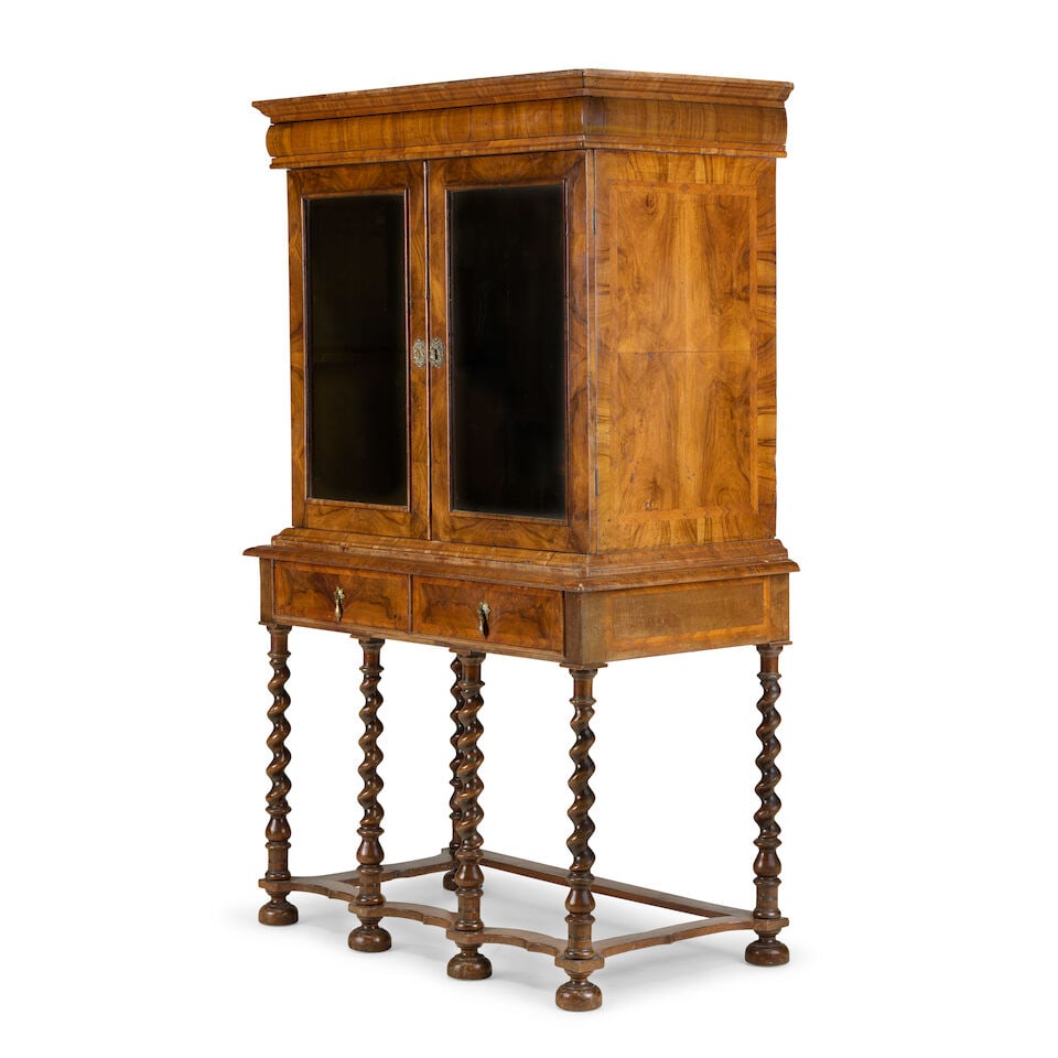 A walnut and featherbanded cabinet on stand Early 18th century and later - 3