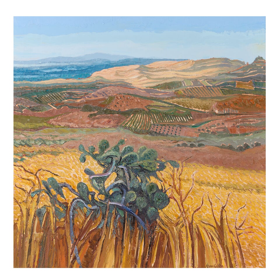 Alan Cotton (British, born 1936) Sicily, Autumn in the Madonie Mountains: Alan Cotton (British, born 1936) Sicily, Autumn in the Madonie Mountains signed 'Alan Cotton' (lower right) oil on canvas 91.5 x 91.5cm (36 x 36in). Footnotes: Provenance David Messum Fine Art Ltd., w