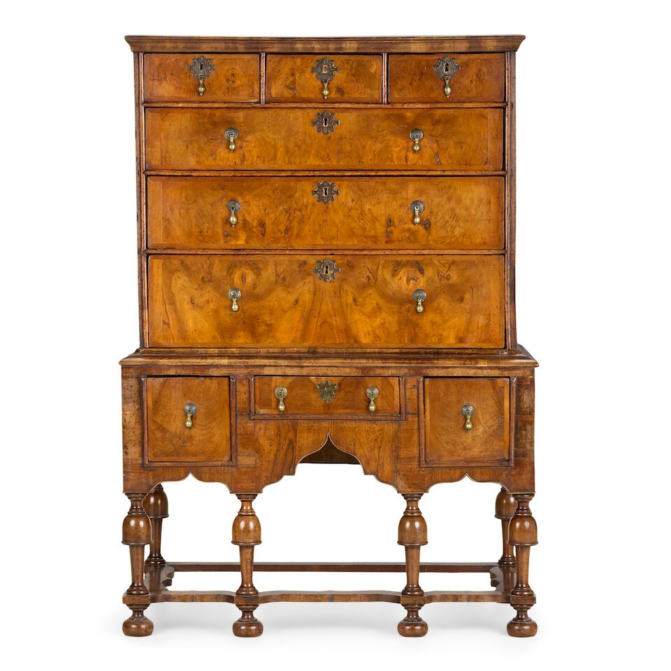 An early 18th century and later walnut chest on stand (1 of 3)