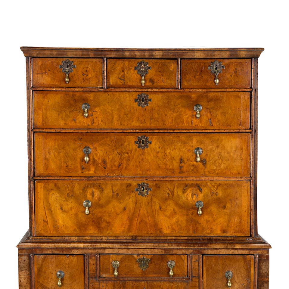 An early 18th century and later walnut chest on stand - 3